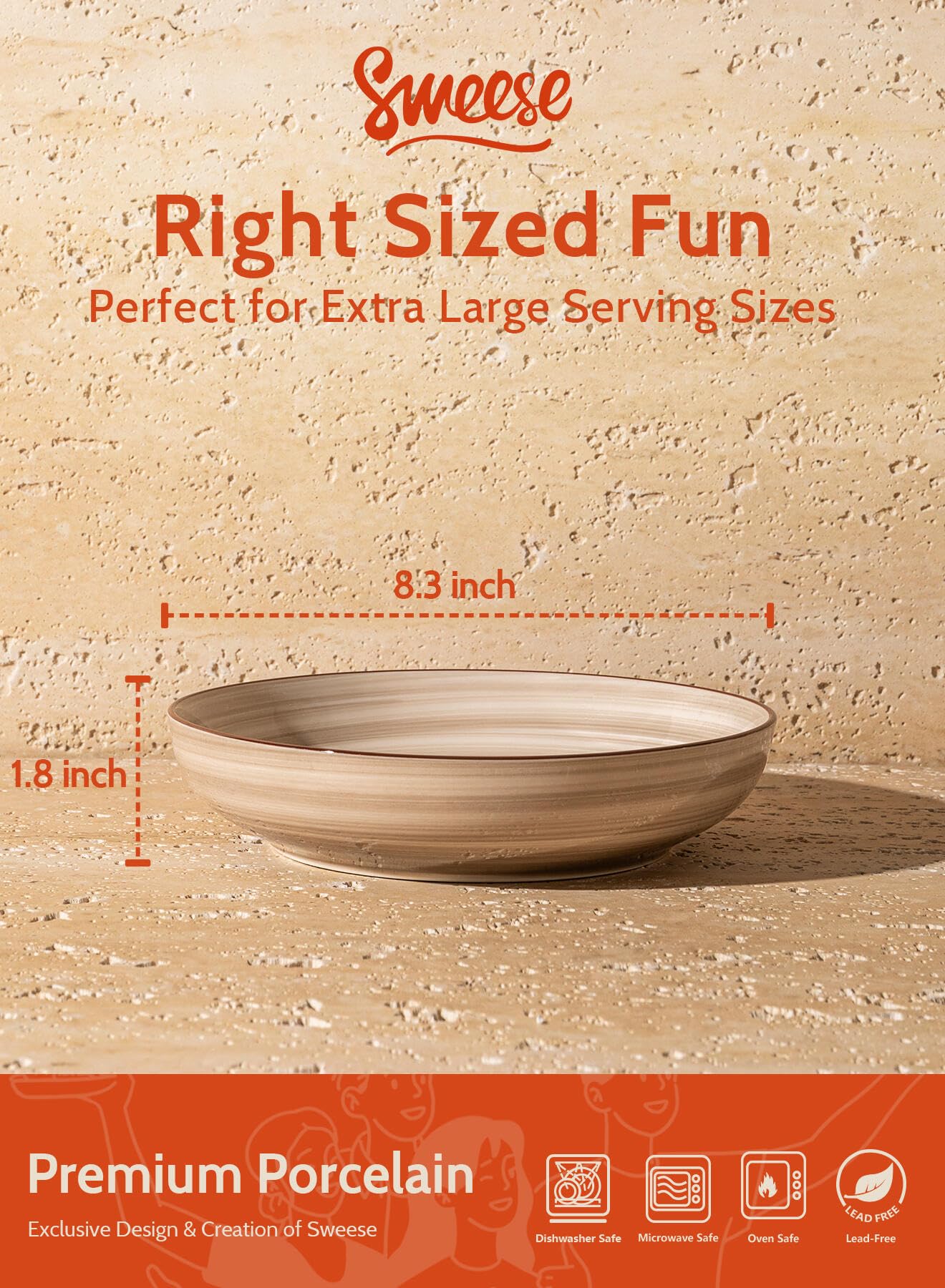 Sweese 30 oz pasta bowls offer ample capacity for hearty meals