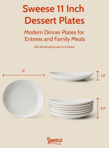 Sweese porcelain 11-inch dinner plate edge closeup showing smooth curvature