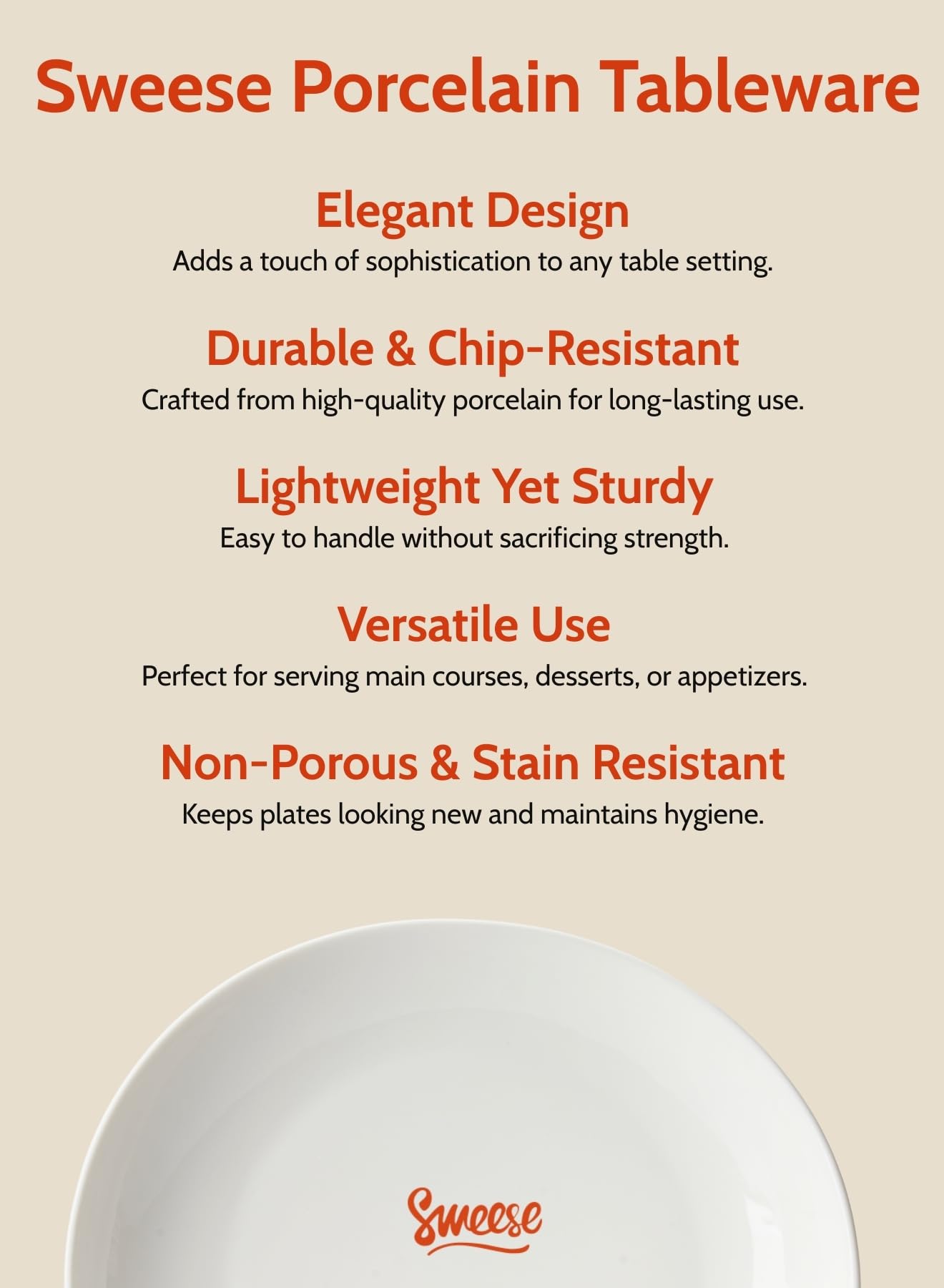 Sweese white 11-inch dinner plate on an elegant table setting