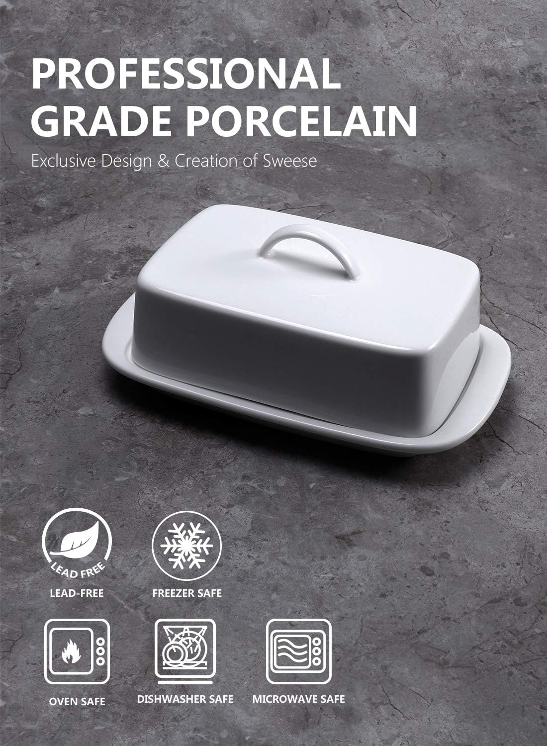 Sweese porcelain butter dish with smooth finish complements modern kitchens