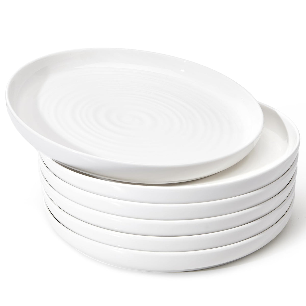 Sweese porcelain dinner plates with ripple design add artisanal charm to meals.