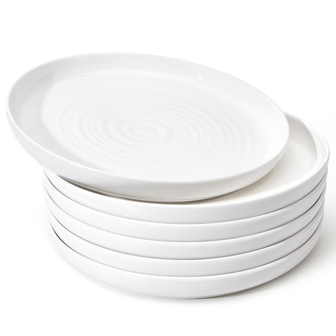 Sweese porcelain dinner plates with ripple design add artisanal charm to meals.