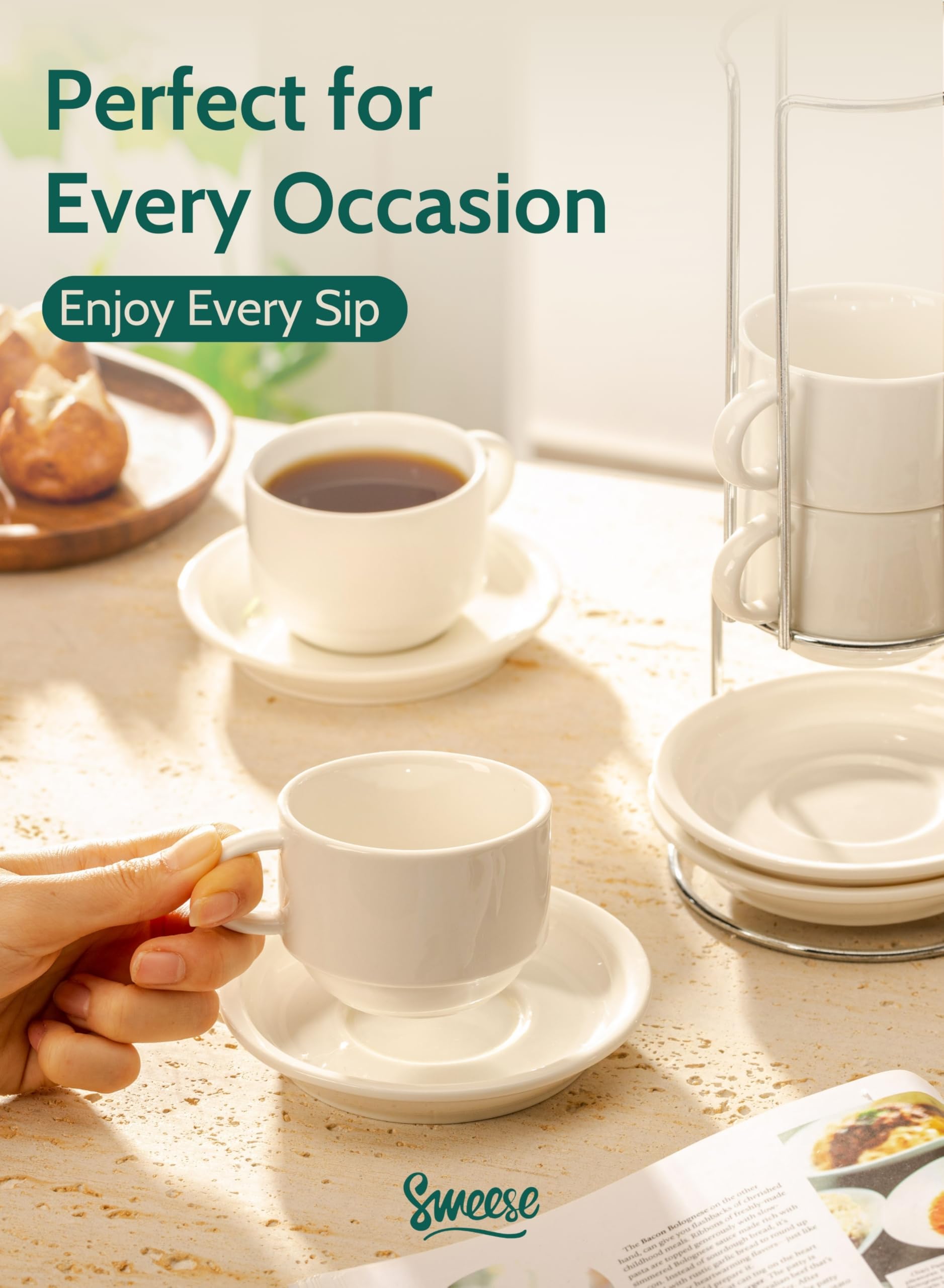 Sweese thick-walled cups retain heat for longer espresso moments at home