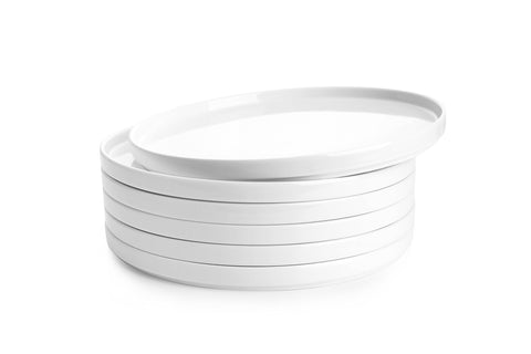 Sweese 10.5-inch high-edge porcelain plate designed to keep sauces neatly contained.