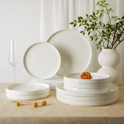 Sweese elegant white glaze plate adds refined touch to table settings.