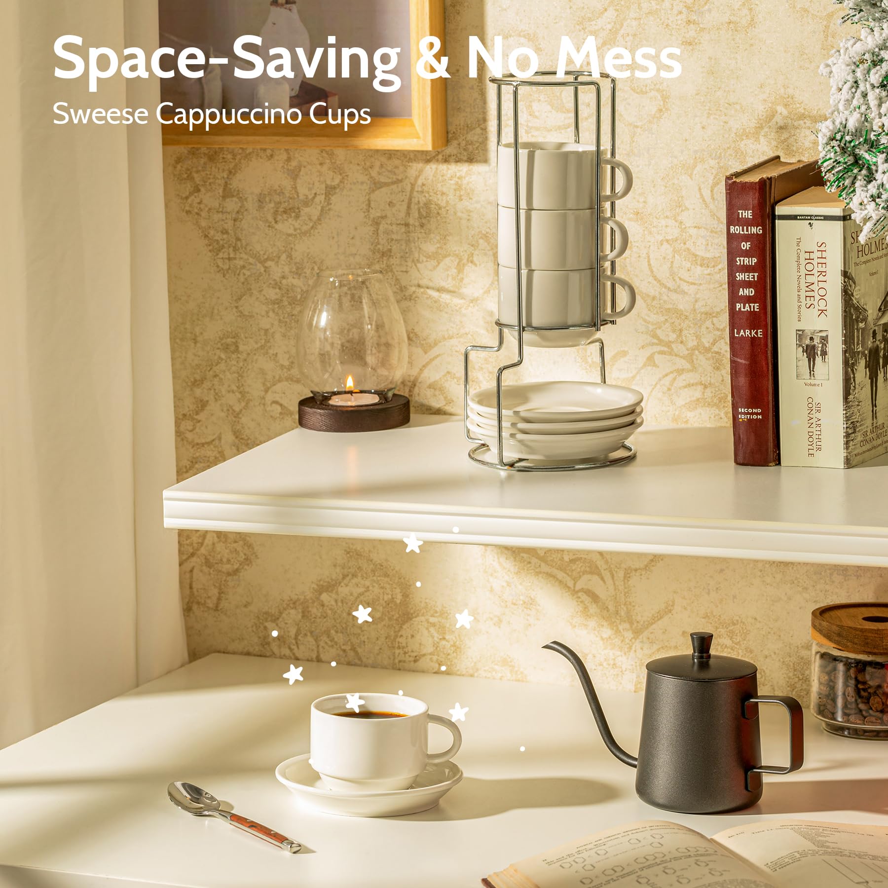 Sweese porcelain mug close-up highlighting thick walls and heat retention.