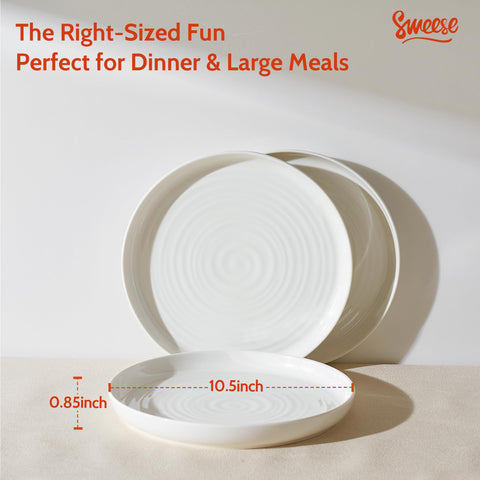 Sweese 10.5-inch plates ideal for main courses and hearty salads.