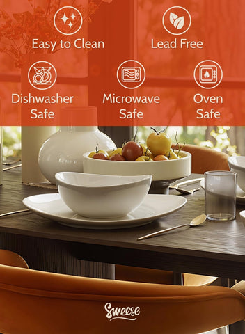 Sweese porcelain serving bowls set 28oz ideal for soups and salads.