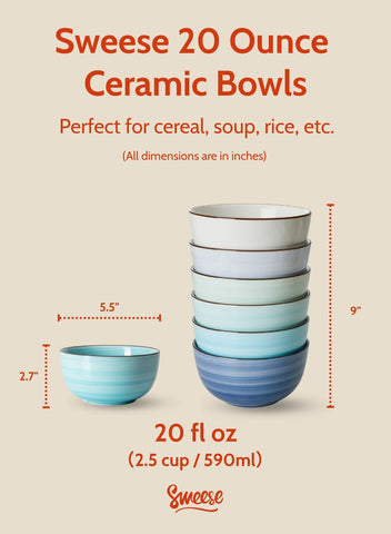 Sweese porcelain soup bowls lead-free and microwave-safe for everyday meals.