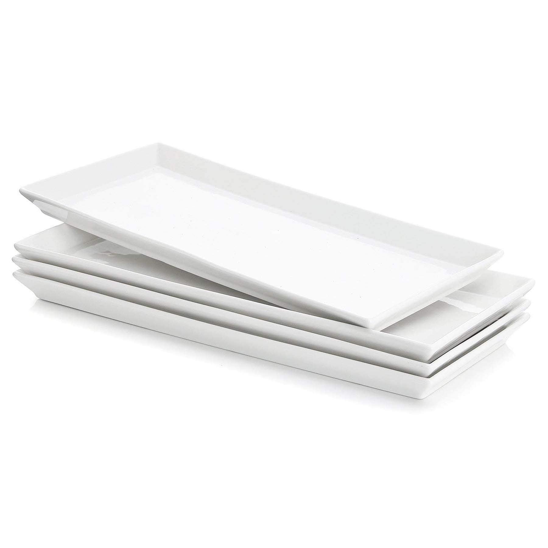 Sweese rectangular porcelain platter set with four trays arranged for appetizers and desserts