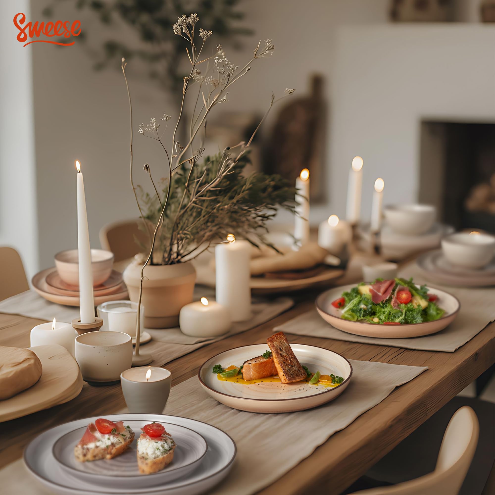 Space-saving Stackable Sweese dinnerware set fits compact kitchens