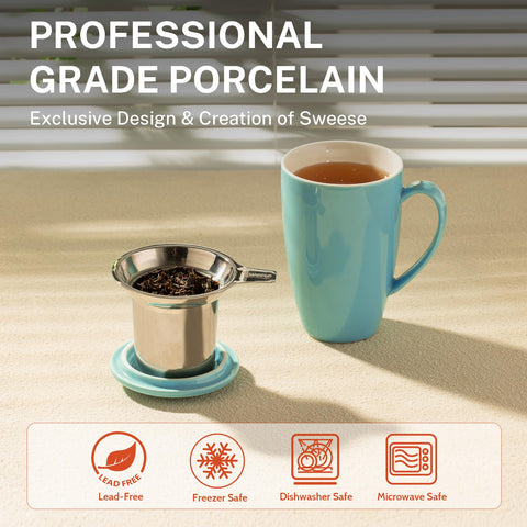 Sweese tea mug with ergonomic, cool-to-touch handle