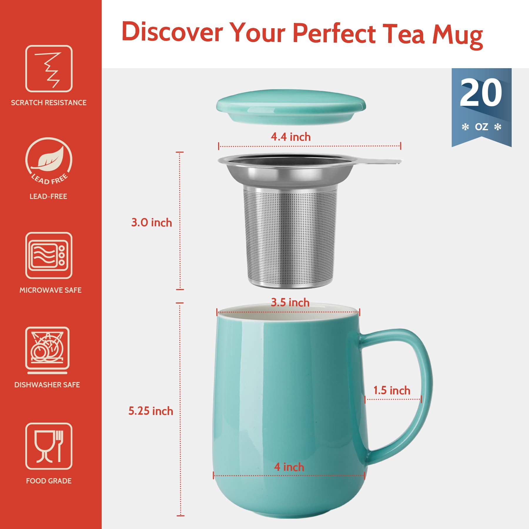 Sweese tea infuser mug lets loose-leaf tea steep evenly.