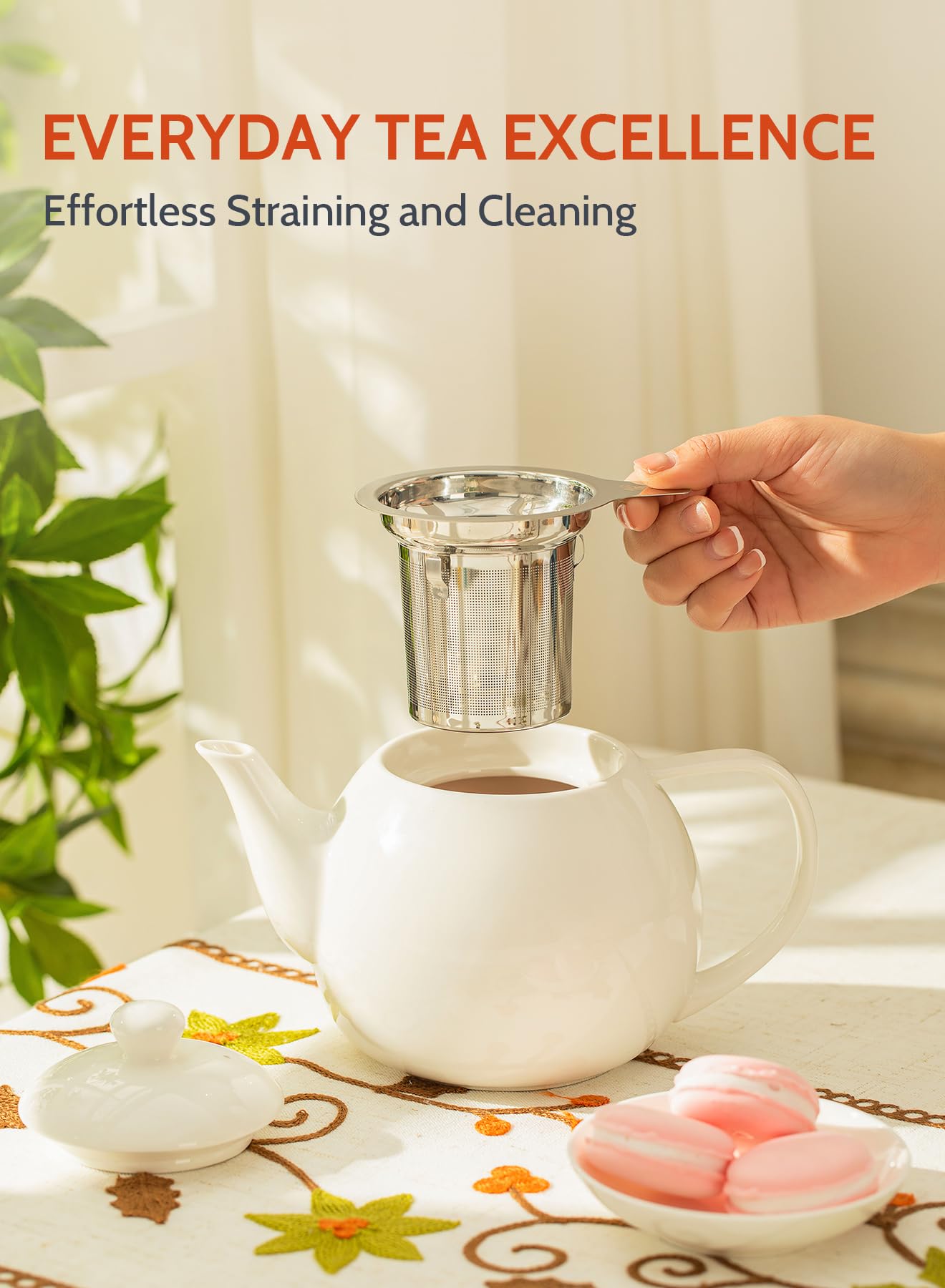 Sweese teapot lid with silicone gasket for secure pouring.