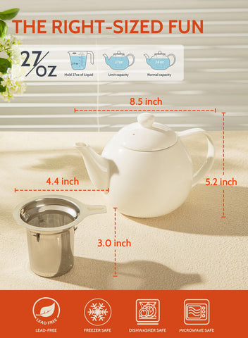 Sweese teapot non-drip pour spout for clean servings.