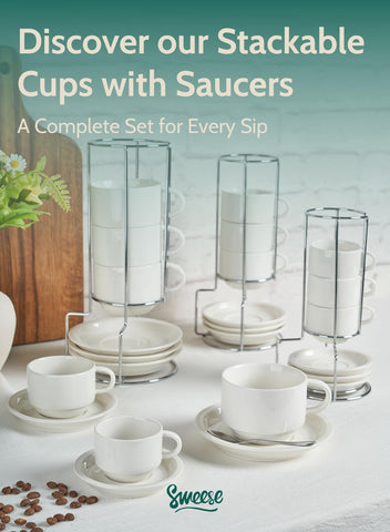 Elegant white Sweese porcelain espresso set complements modern kitchen decor