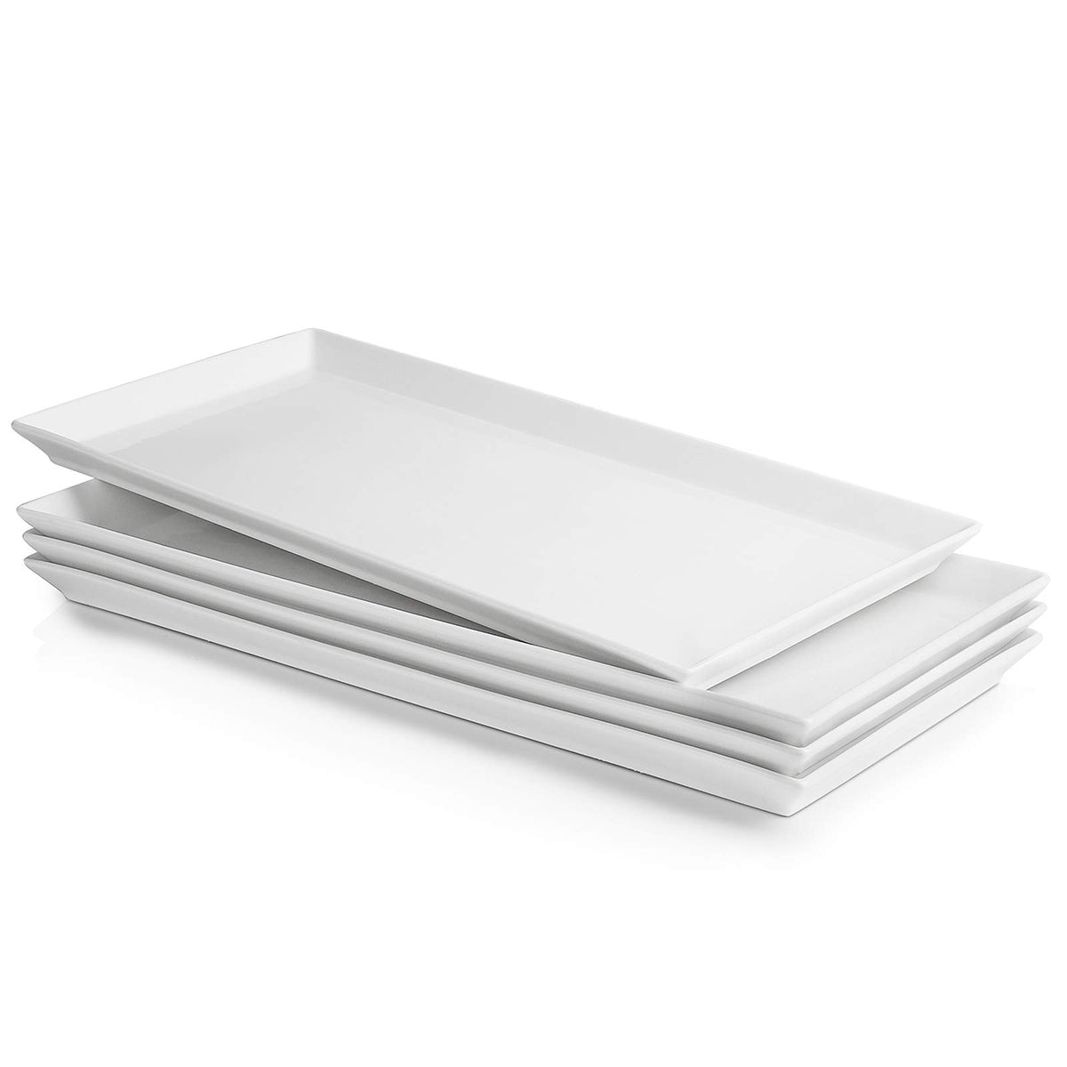 Sweese white serving platter rectangle with ample surface for appetizers.