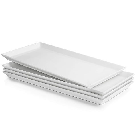 Sweese white serving platter rectangle with ample surface for appetizers.