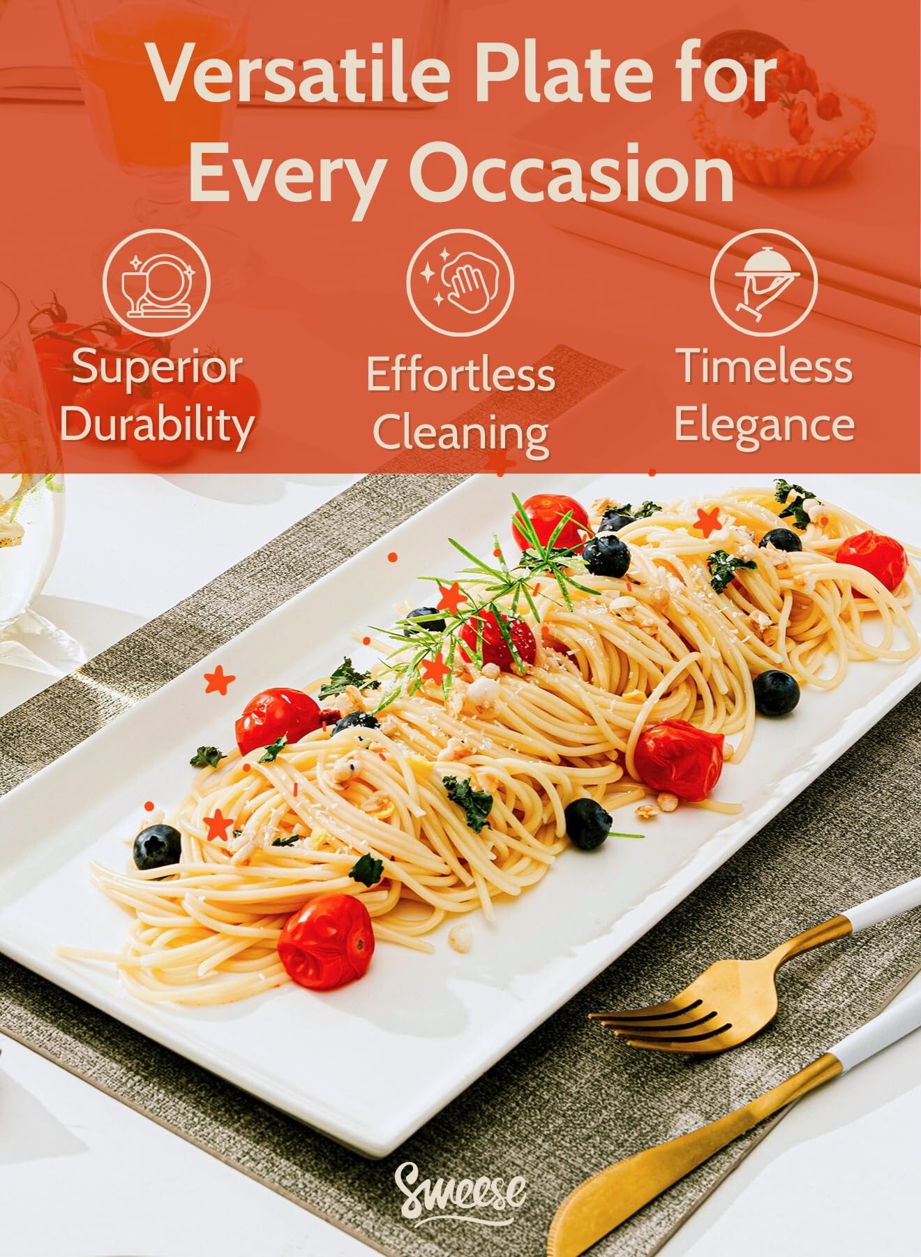 Sweese white serving platter rectangle suits salads and sides elegantly.