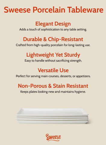 Sweese white serving platter rectangle ideal for catering and parties.