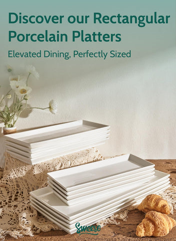Sweese white serving platter rectangle pairs with any décor.