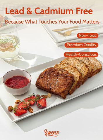 Sweese white serving platter rectangle easy to clean after gatherings.
