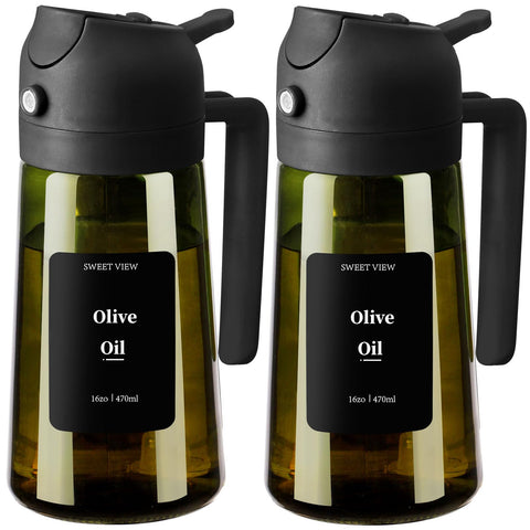 SWEET VIEW 2PCS olive oil dispenser front view with pour and spray for precise seasoning.