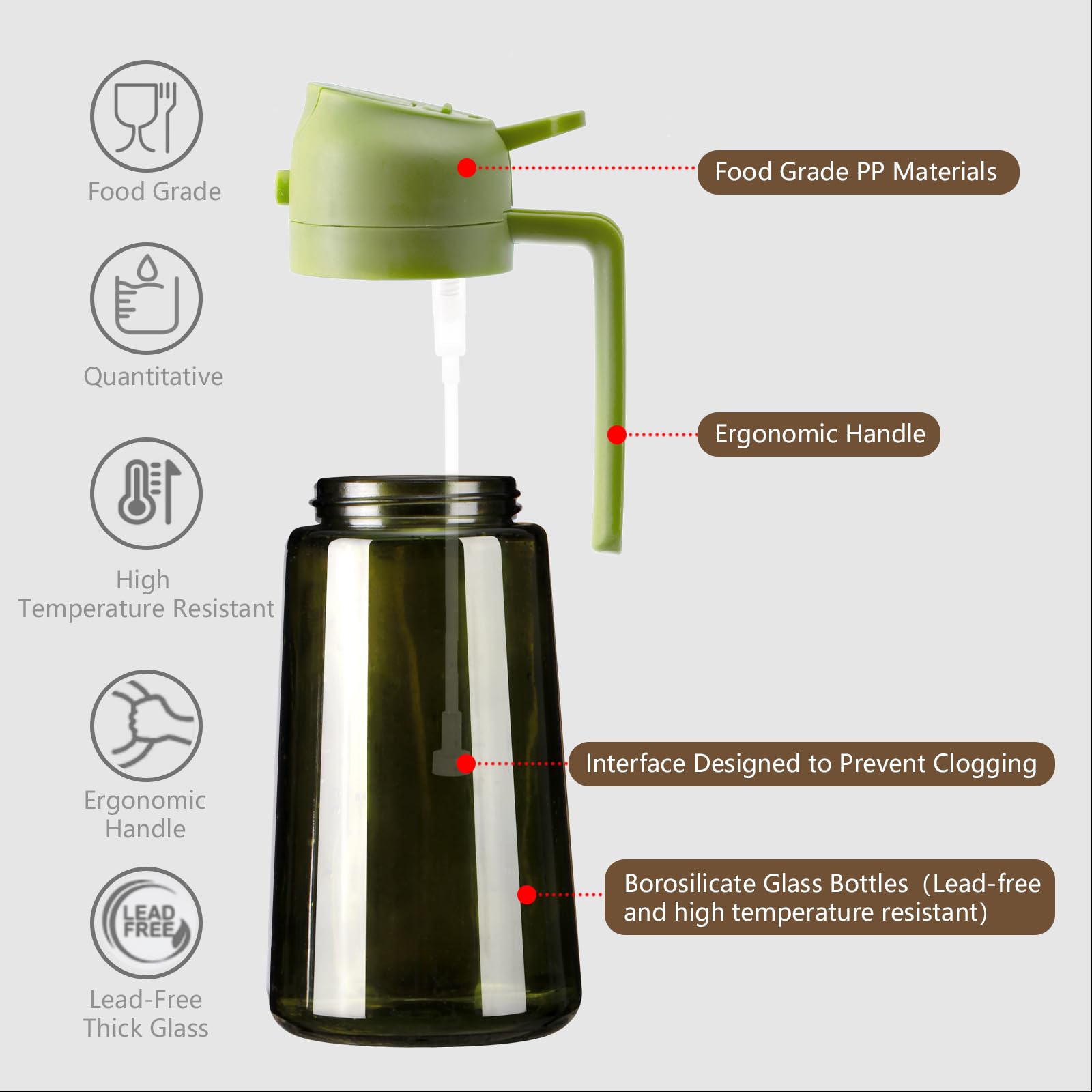 Sweet View anti-drip nozzle prevents mess during cooking.