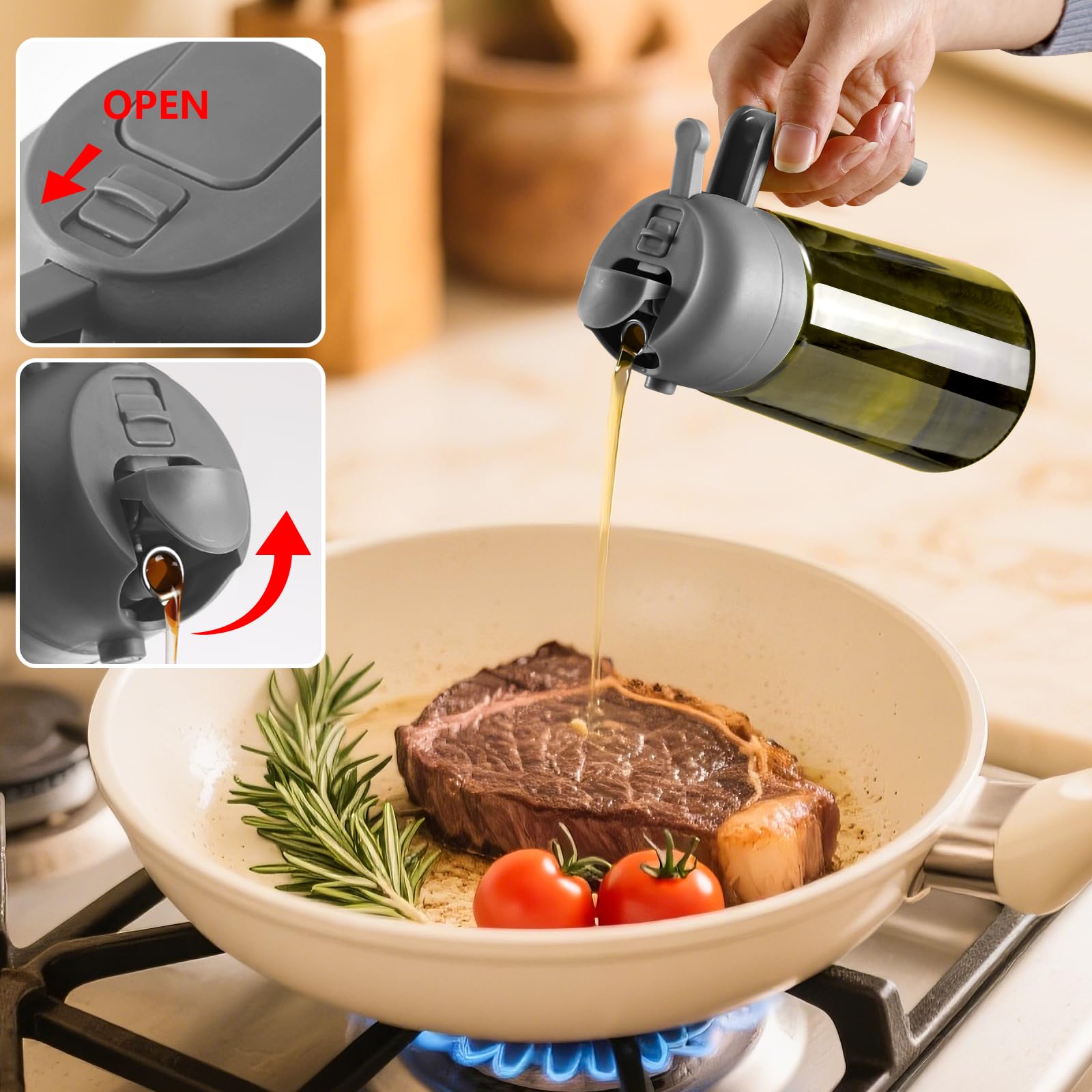 Sweet View light-proof glass protects oil flavor and aroma.