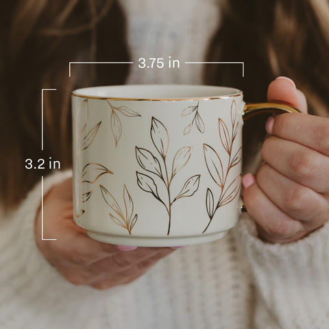 Fine bone china finish with a glossy glaze for everyday elegance.