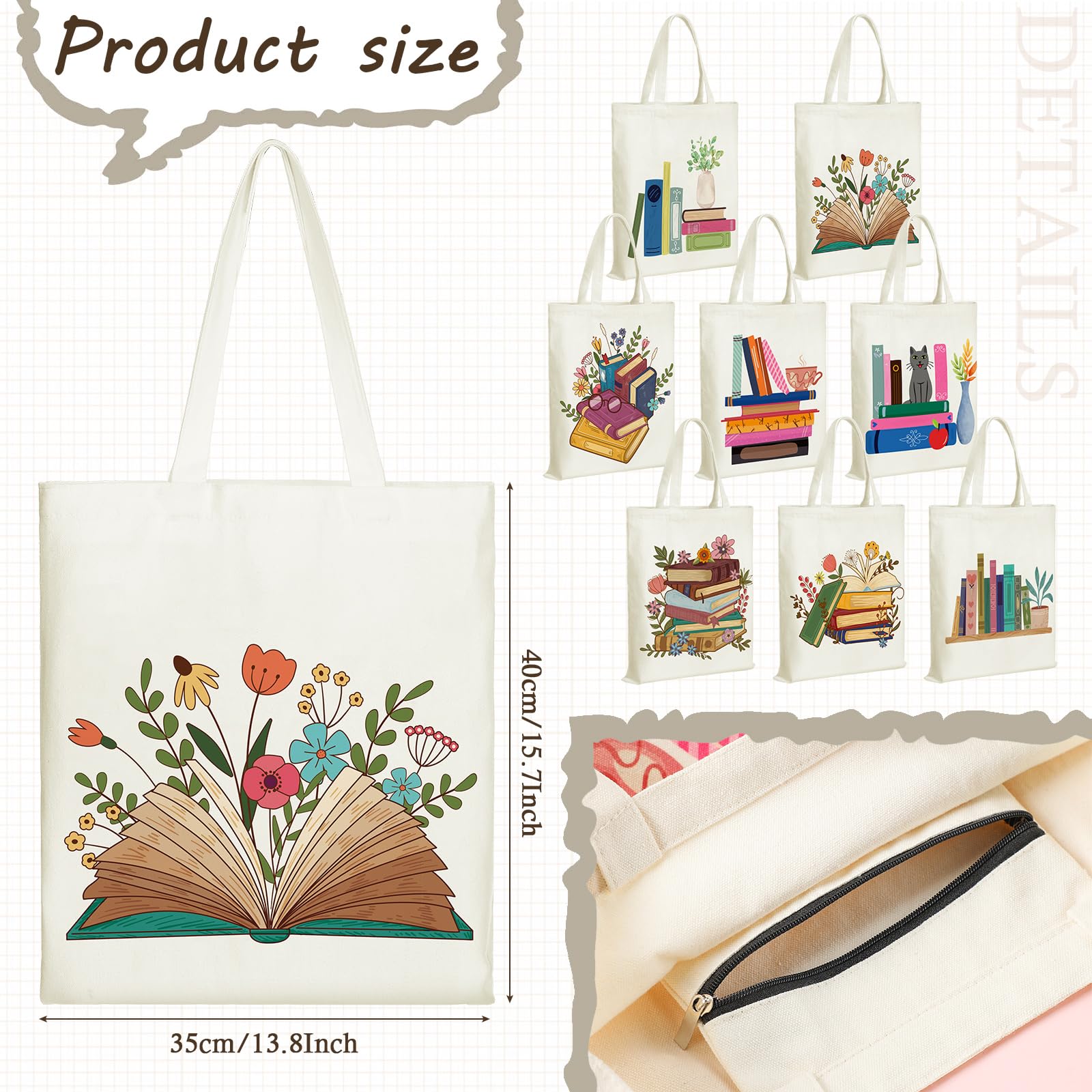 Sweetude book lovers tote design 2 features vibrant print for shopping trips.