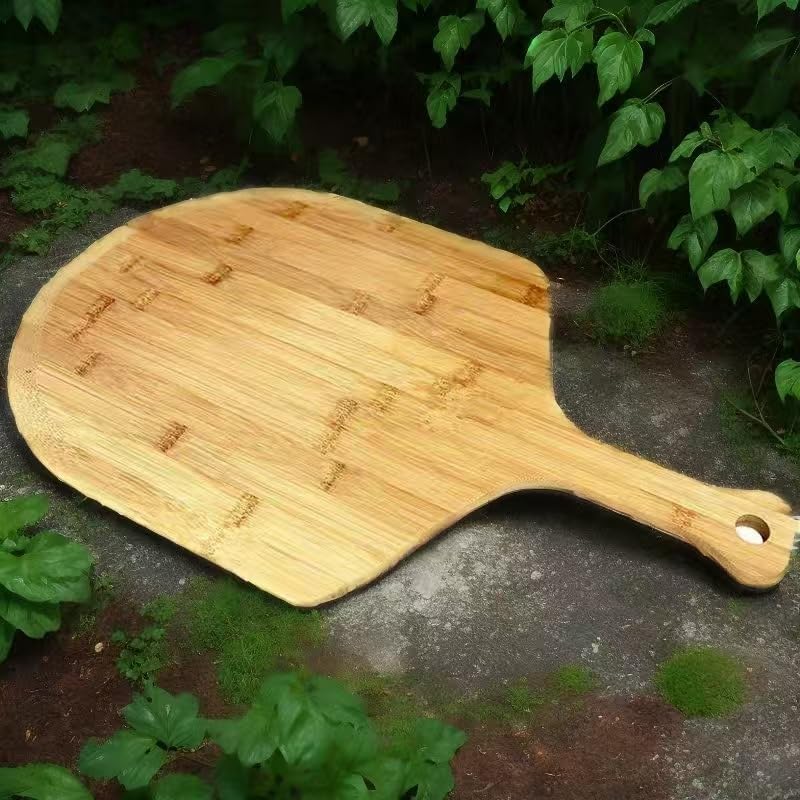 SWEIBIAI bamboo pizza board compact and portable for picnics and camping