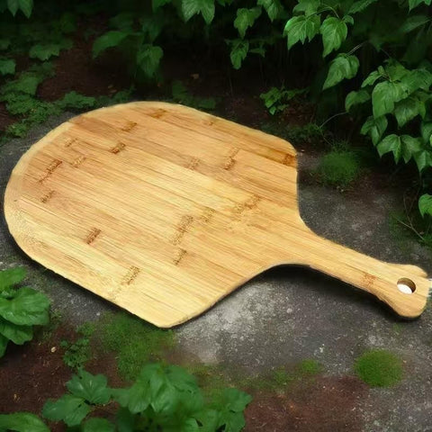 SWEIBIAI bamboo pizza board compact and portable for picnics and camping