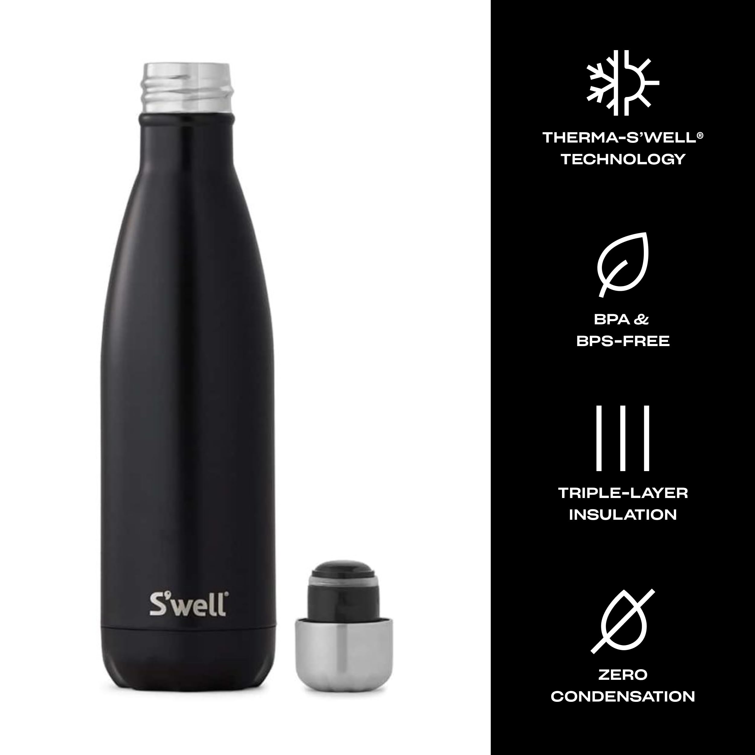 S’well 17oz bottle highlighting BPA-free stainless steel for safe hydration.