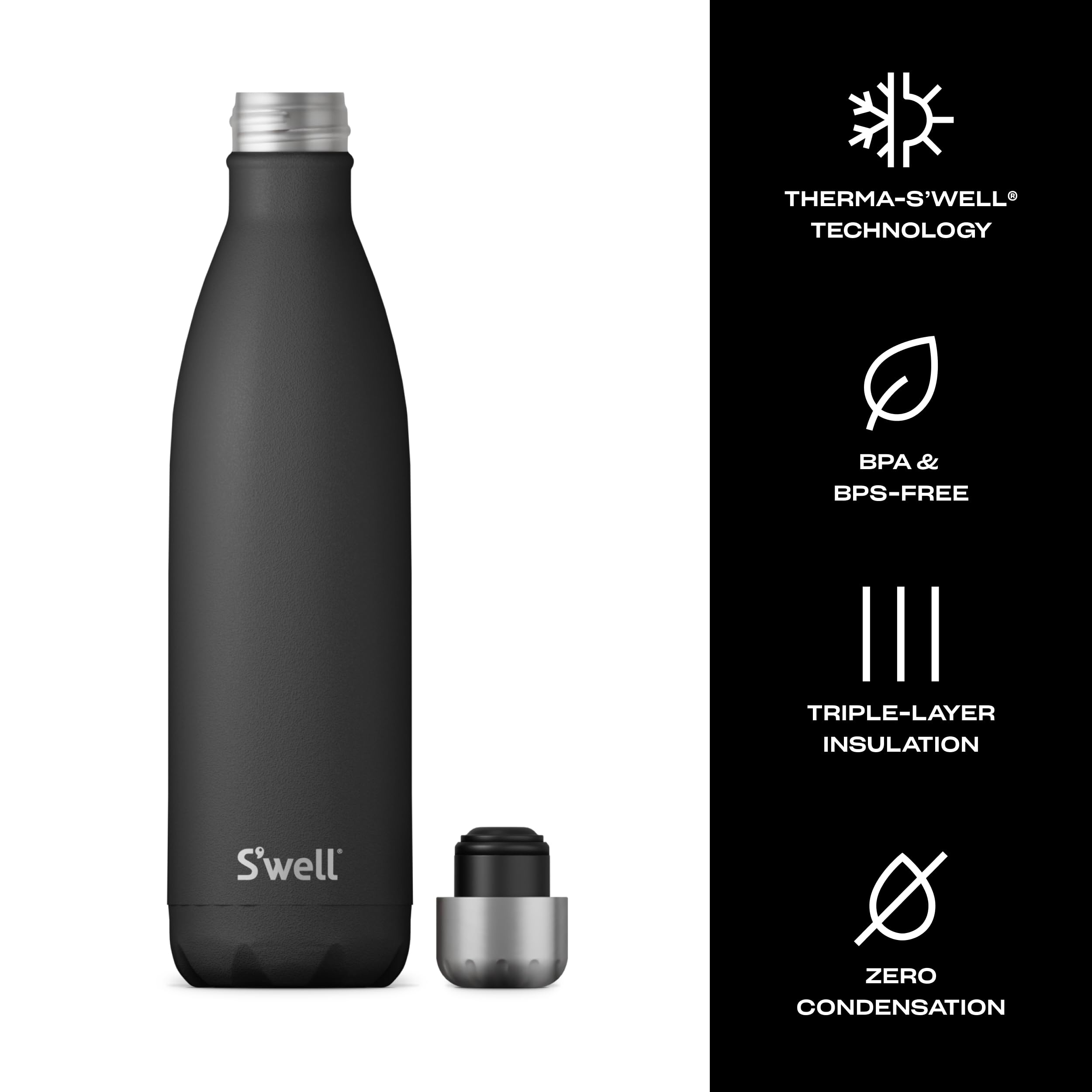 S'well 25oz Onyx bottle in use on the go for hydrating moments