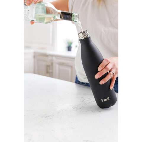 S'well 25oz Onyx bottle wide opening facilitates ice refills and easy cleaning