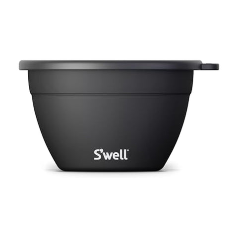 S'well 64oz Salad Bowl Kit Onyx front view shows sleek, durable design.