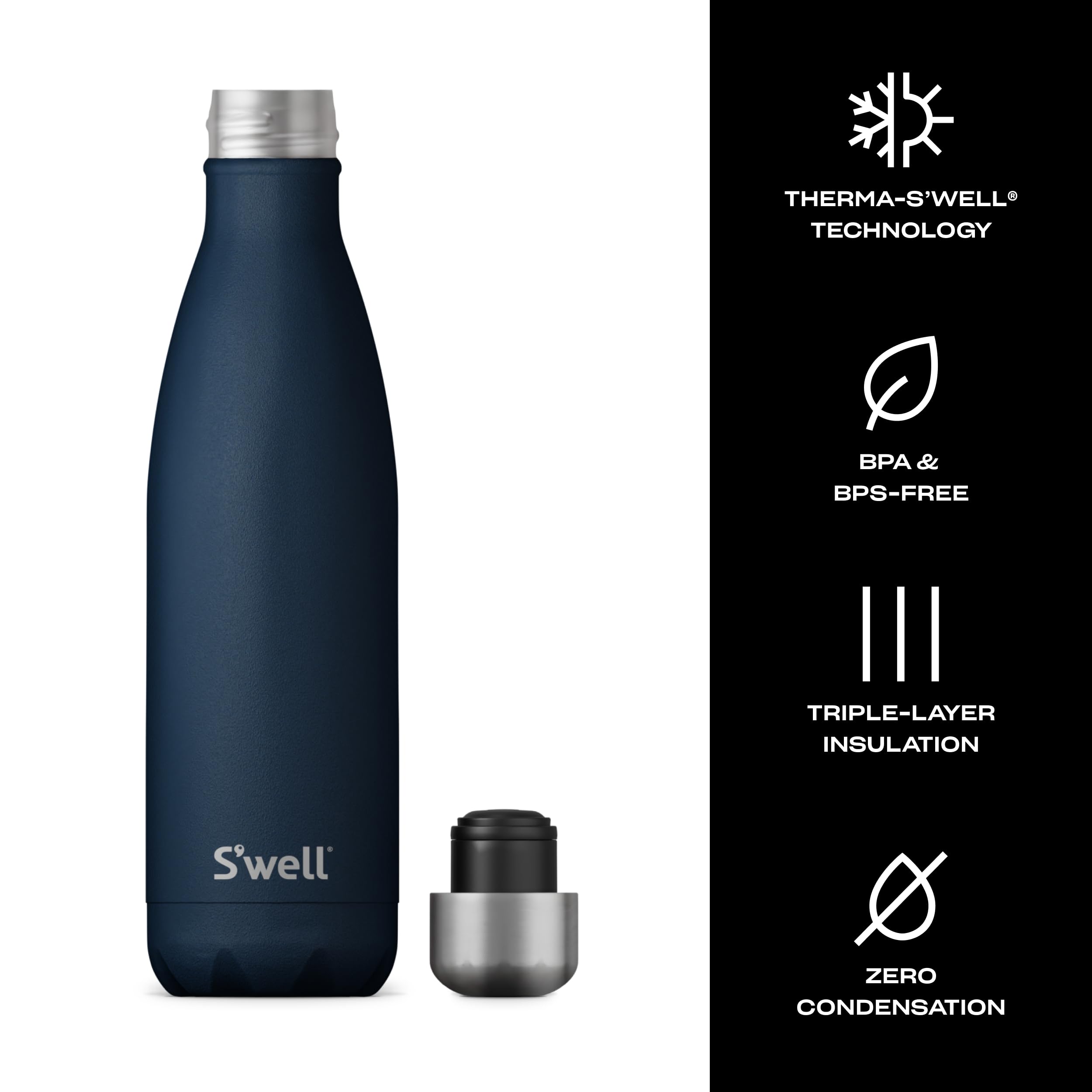 S'well bottle exterior remains condensation-free to keep hands dry