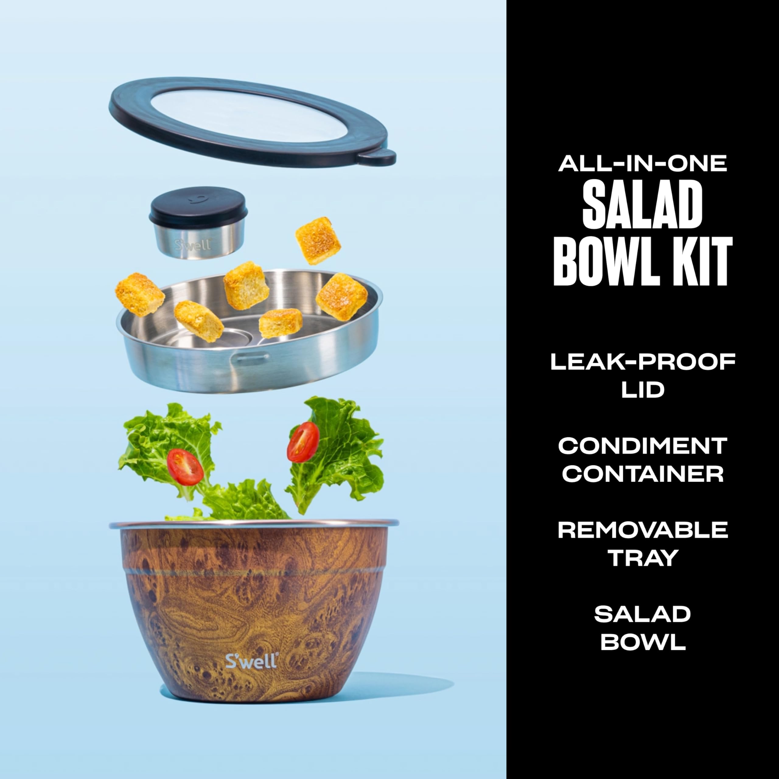 Removable tray shown for organized meal prep and toppings in the kit.