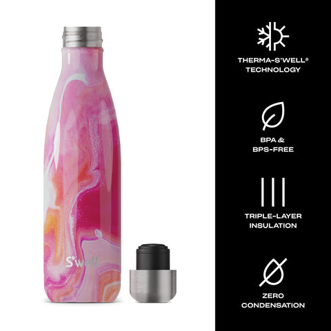 S'well Rose Agate bottle demonstrates Therma-S’well triple-layer insulation