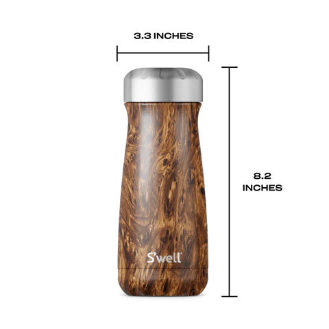 Swell Traveler Teakwood 16oz ergonomic grip ideal for commuting and travel