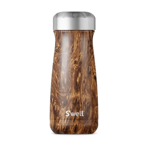 Swell Traveler Teakwood 16oz front view with triple-layer insulation for cold beverages