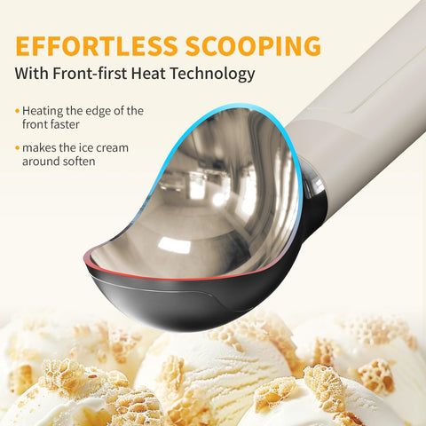 SWEYOUTH heated scoop showing grip sensor start for easy use.