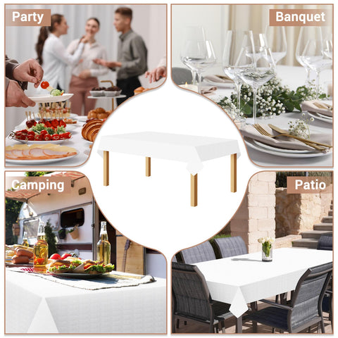 SWGIEEI 10-pack provides convenient tablecloth coverage for parties.