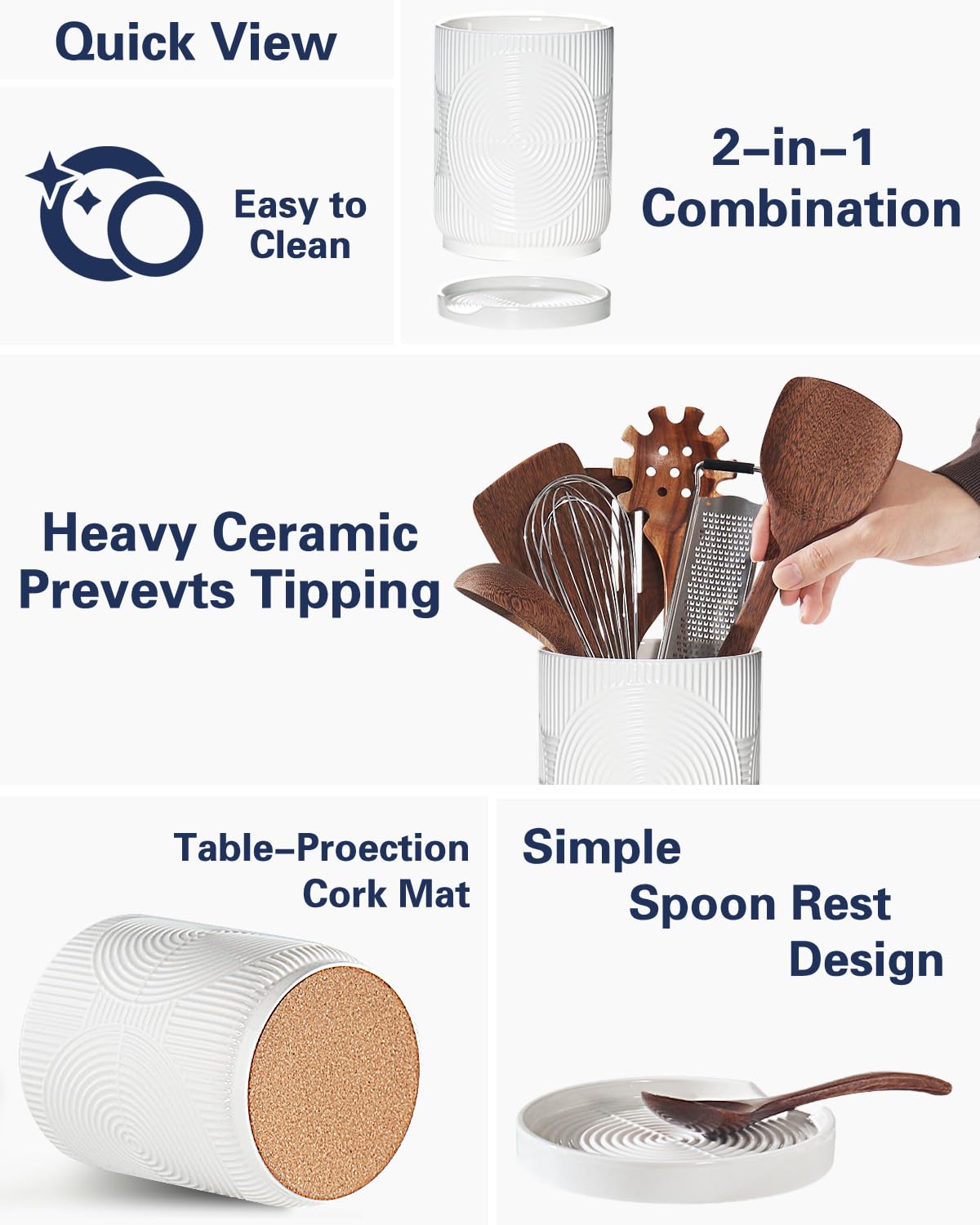 Swicken cork cushion bottom prevents scratches on countertops.