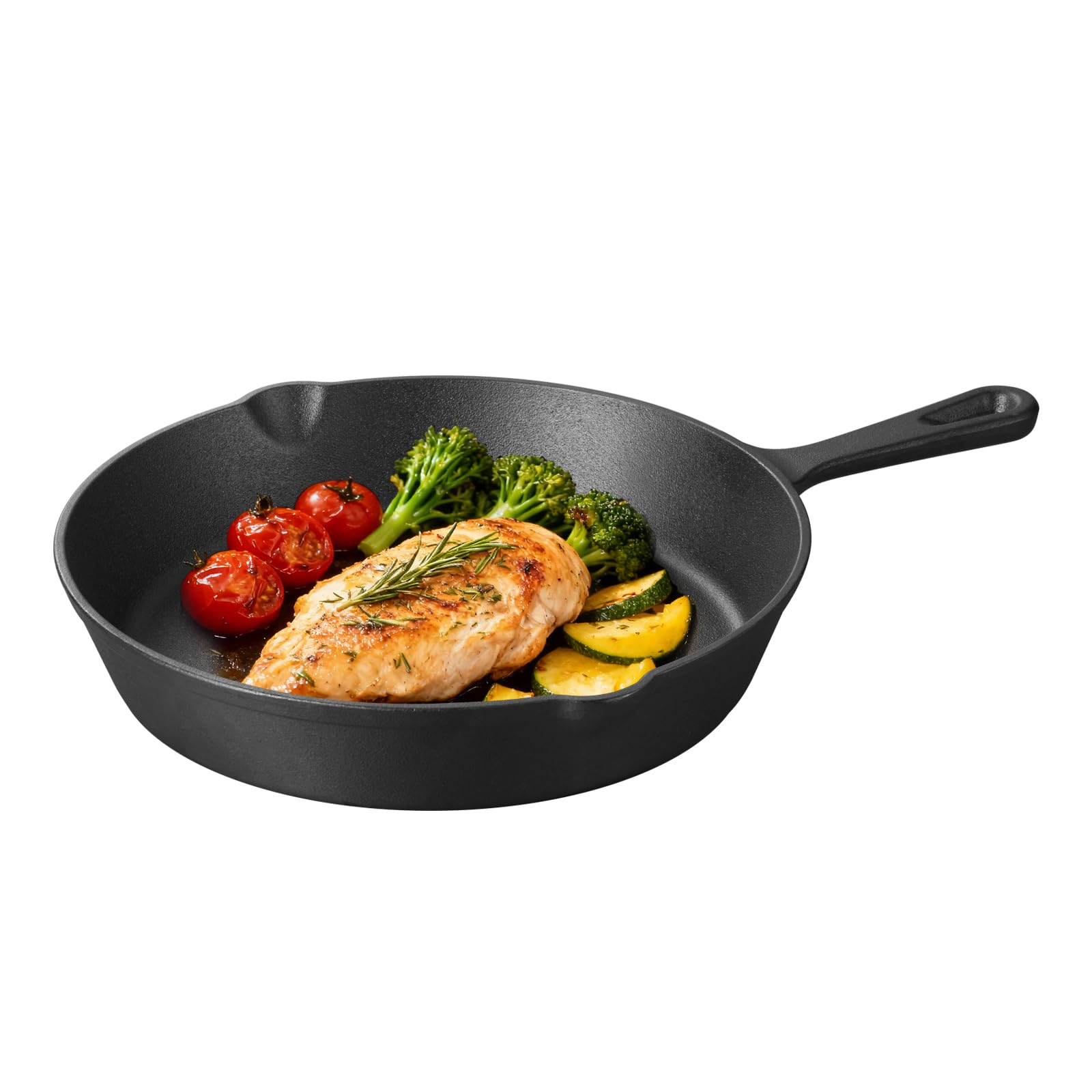 Swiflon 8-inch cast iron skillet demonstrates even heat distribution for perfect searing.