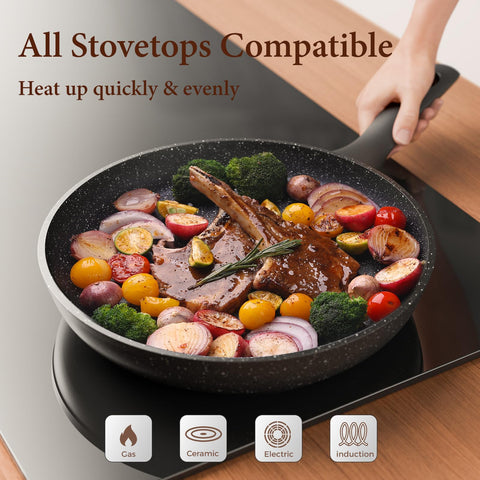 Swiflon dishwasher-safe frying pan withstands 50-plus cycles without coating wear.