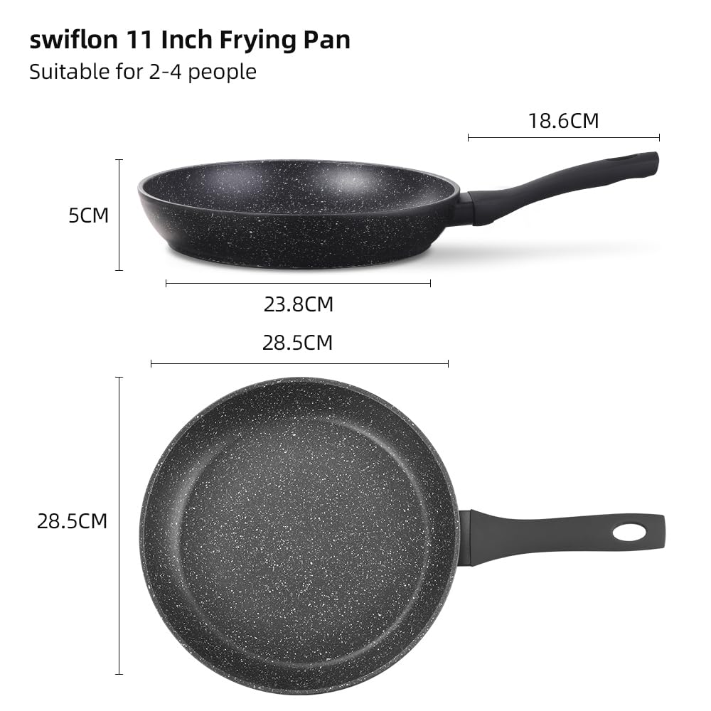 Swiflon speckled design frying pan adds style and stain resistance.