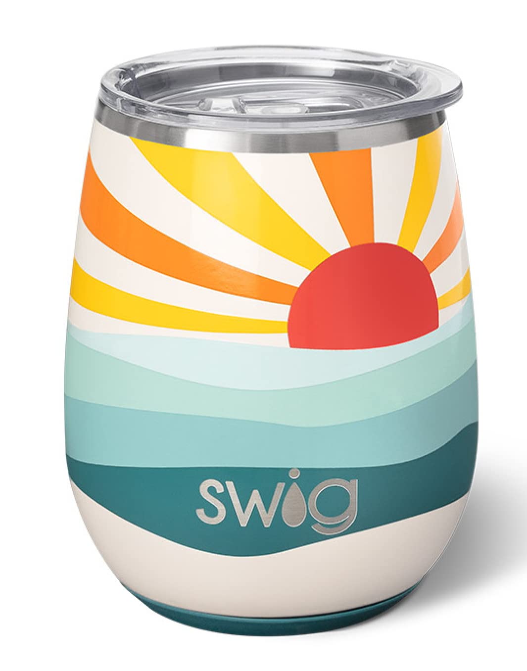 Swig Life 14oz stemless wine cup with lid keeps drinks secure on the go