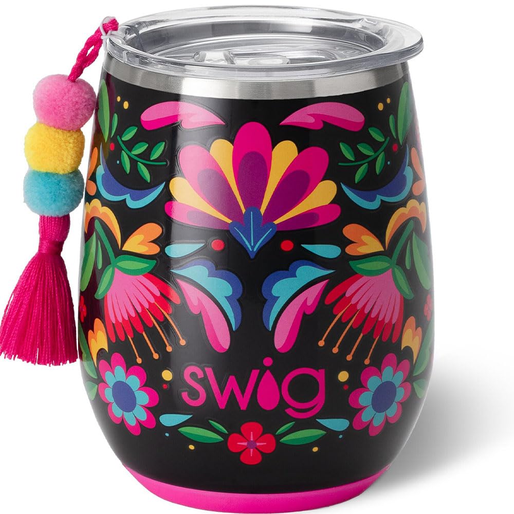 Swig Life 14oz wine tumbler with lid keeps white wine cold up to 9 hours.